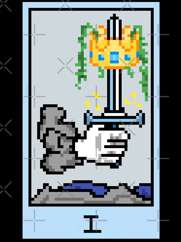 Wait, is this pixel art tarot? Yellow - Minor Arcana 'Ace of Swords' (Design for T-shirt, stickers and other... (Image 3)