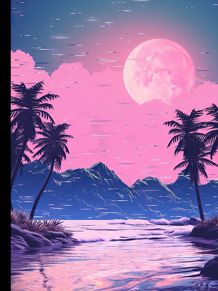 Glitchy Cyber Palms: A Vaporwave Symphony at Dusk by Mullet Monkey T-Shirts, Hoodie, Sweatshirt | BlankRebels.com (Image 3)