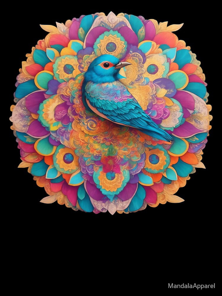 Colorful Zen Mandala with Bird Detail by MandalaApparel T-Shirts, Hoodie, Sweatshirt | BlankRebels.com (Image 3)