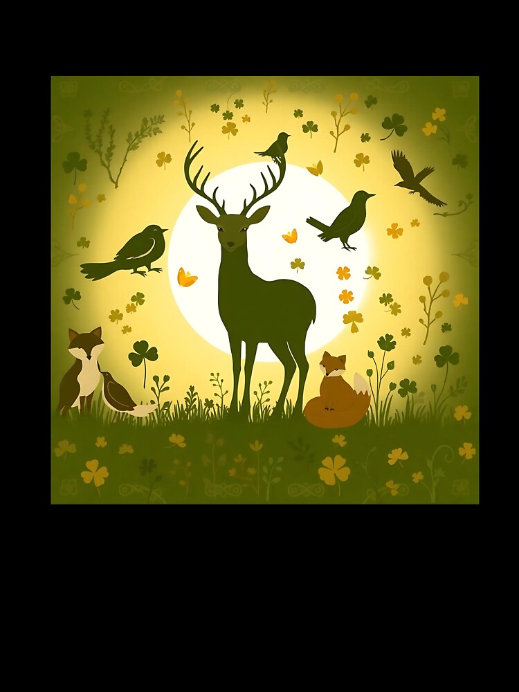 wildlife deer, foxes, birds in a seamless pattern by FestivityFinds T-Shirts, Hoodie, Sweatshirt | BlankRebels.com (Image 3)