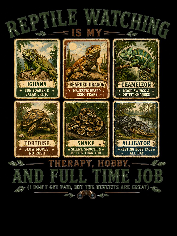 Funny Reptile Watching Therapy Vintage Herpetology Field Guide by AnnDesignStudio