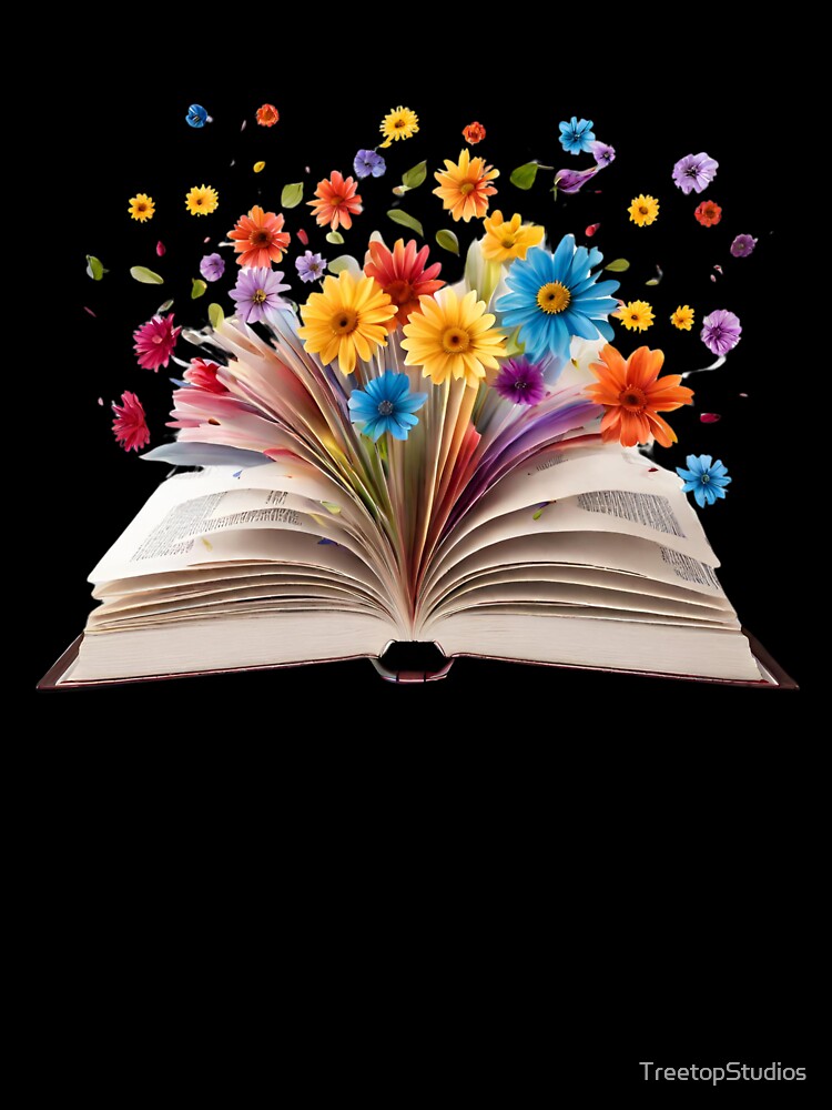 Open Book with Florals Colorful Flowers by TreetopStudios T-Shirts, Hoodie, Sweatshirt | BlankRebels.com (Image 3)