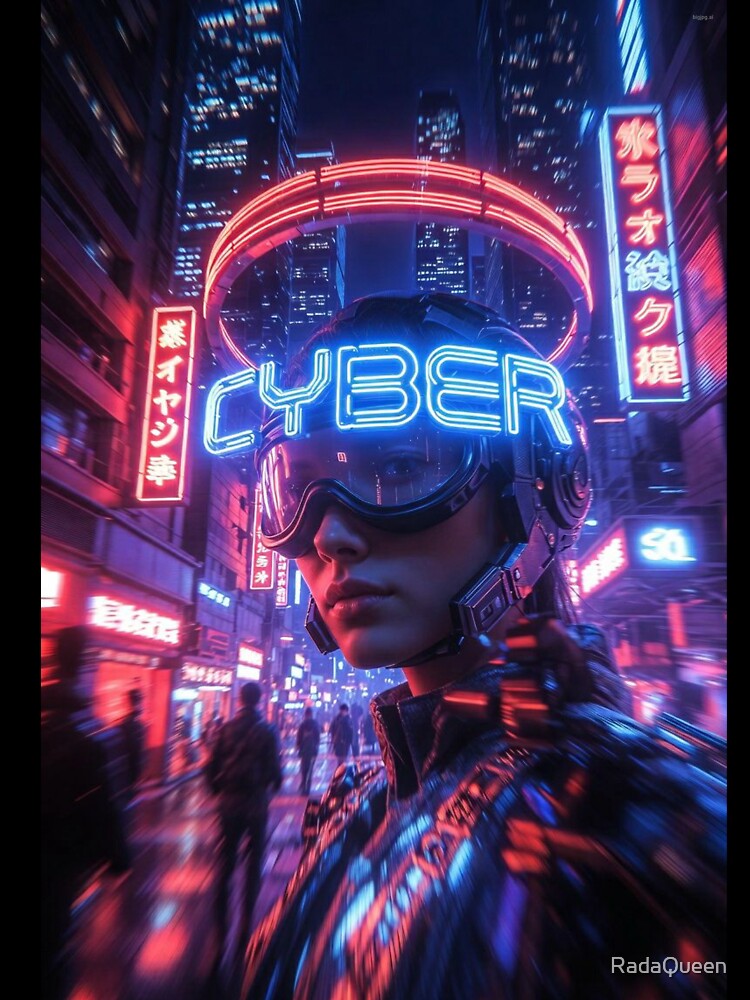 Cyberpunk Neon Halo Girl – Futuristic Goggles Helmet CYBER Ring Tokyo Night T-Shirts, Hoodie, Sweatshirt