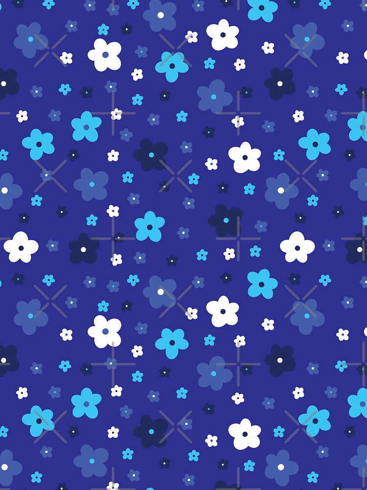 Y2K 2000S COCONUT GIRL AESTHETICS RETRO MINI MICRO TINY SMALL FLORAL FLOWERS BLUE TURQUOISE WHITE NAVY by... (Image 3)