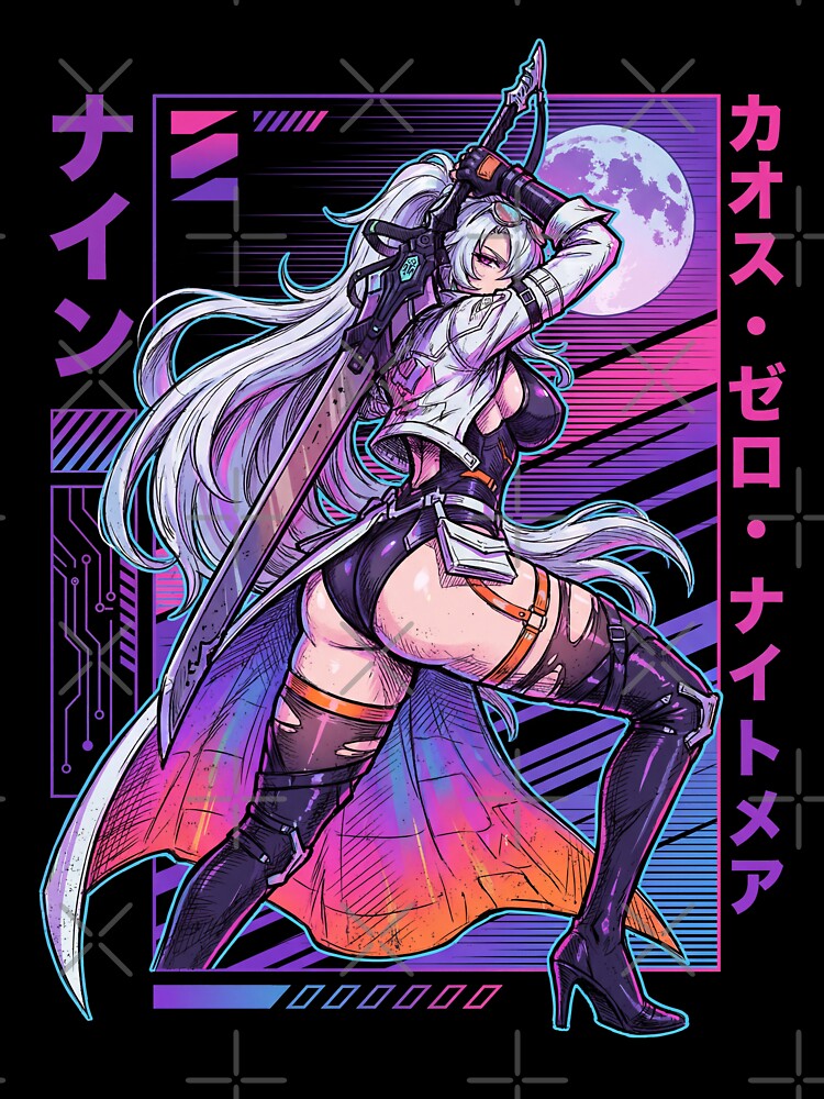 Nine Chaos Zero Nightmare Vanguard Mercenary Big Sword Galaxy Top Fan Art Portrait by HakoCity T-Shirts,... (Image 3)