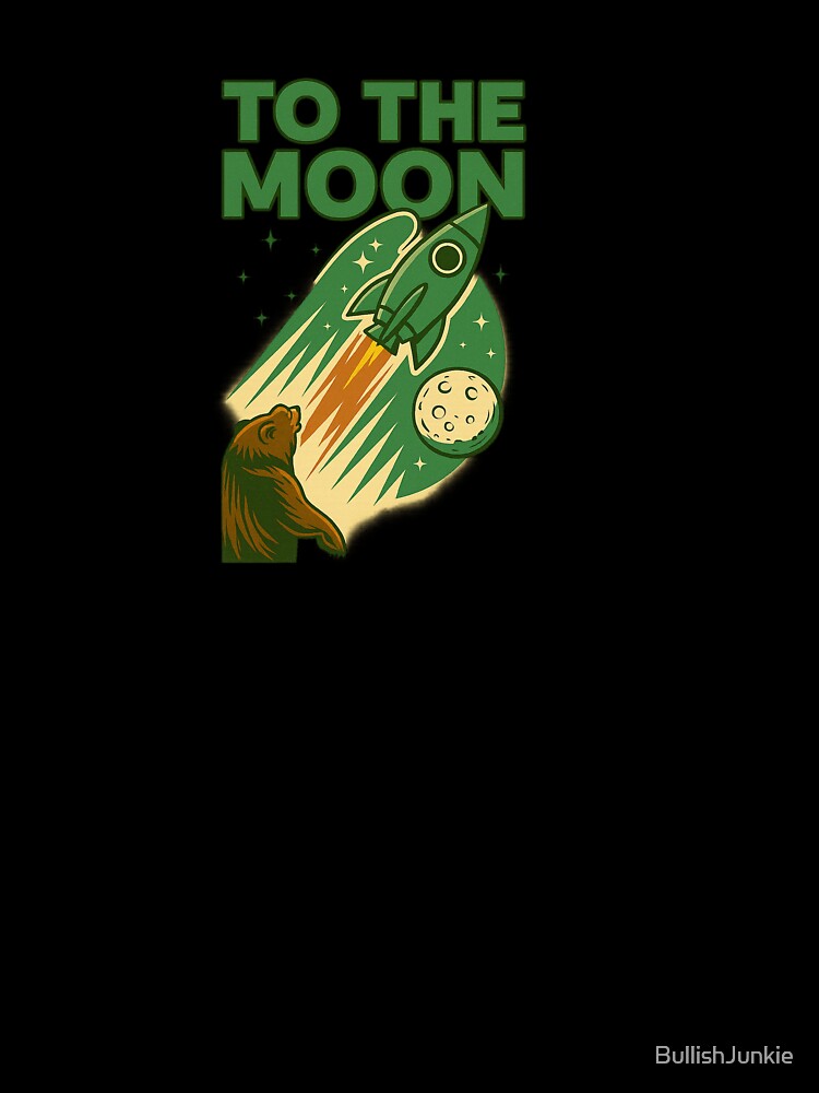 Retro Rocketship to the Moon – Vintage Space & Stock Market Inspired Design by BullishJunkie T-Shirts, Hoodie,... (Image 3)