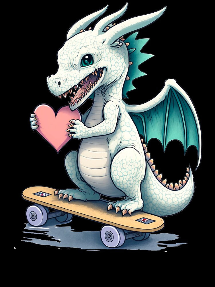 Happy dragon on a skateboard holding heart by WaveDance T-Shirts, Hoodie, Sweatshirt | BlankRebels.com (Image 3)