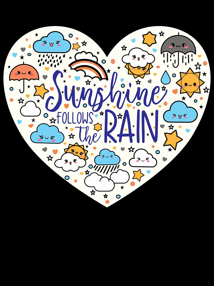 Sunshine follows the rain. Cute kawaii weather with clouds, suns and umbrellas by The Waifoo's Studio
