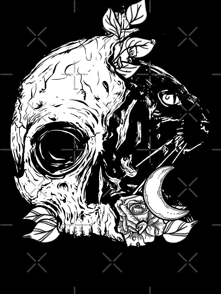 Black Cat Skull Halloween Spooky by Pixelish T-Shirts, Hoodie, Sweatshirt | BlankRebels.com (Image 3)