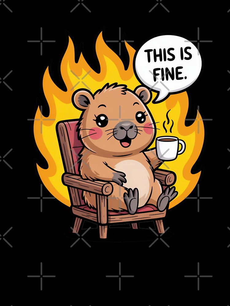 Capybara Meme – This Is Fine Fire by MonkiFlipp T-Shirts, Hoodie, Sweatshirt | BlankRebels.com (Image 3)