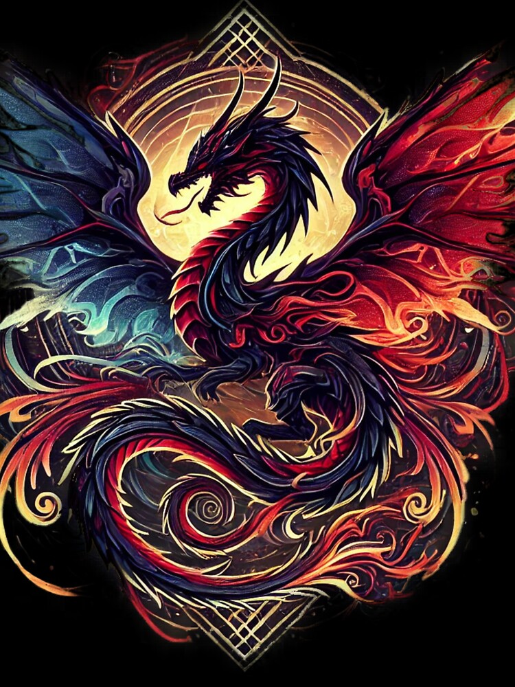 ? Cyber Mystic Dragon – Tribal & Futuristic Fantasy Art by InspiroPrints T-Shirts, Hoodie, Sweatshirt (Image 3)