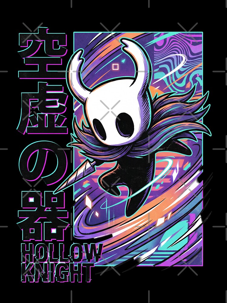Hollow Knight Ghost 80s Retro T-Shirt | Neon Synthwave Little Knight Hoodie | Vaporwave Grid Gaming Merch... (Image 3)