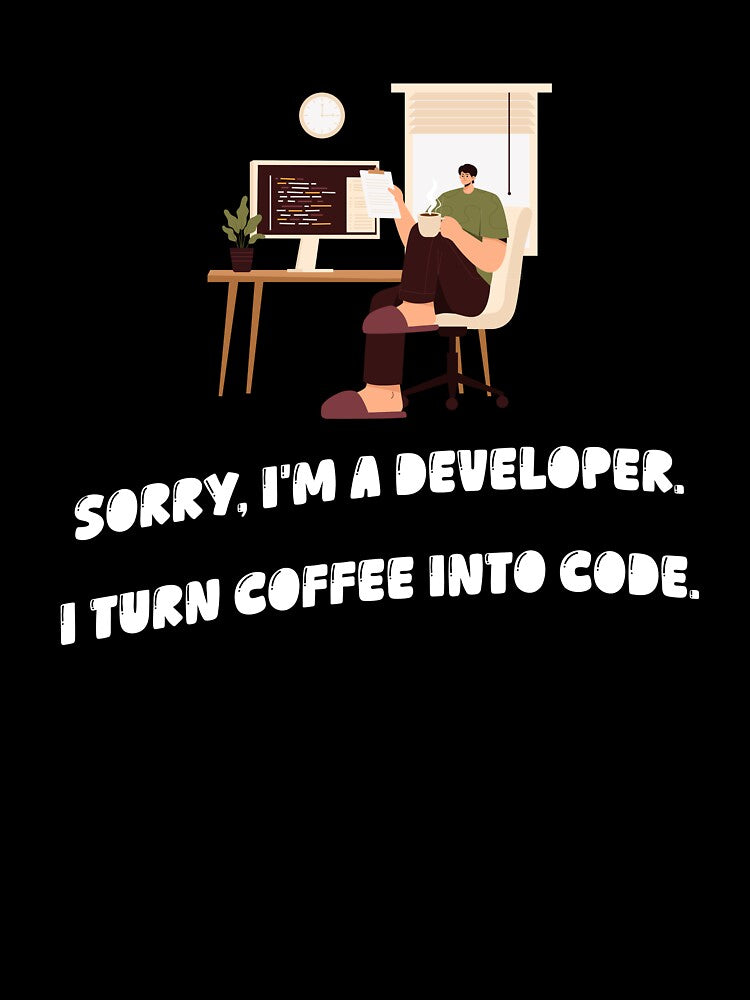 Sorry, I'm a Developer – I Turn Coffee Into Code T-Shirt | Programmer Humor Gift by Basma Store Hoodie, Sweatshirt (Image 3)