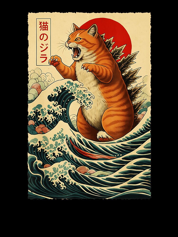 Vintage Catzilla Orange Tabby Cat Japanese by titanlevi