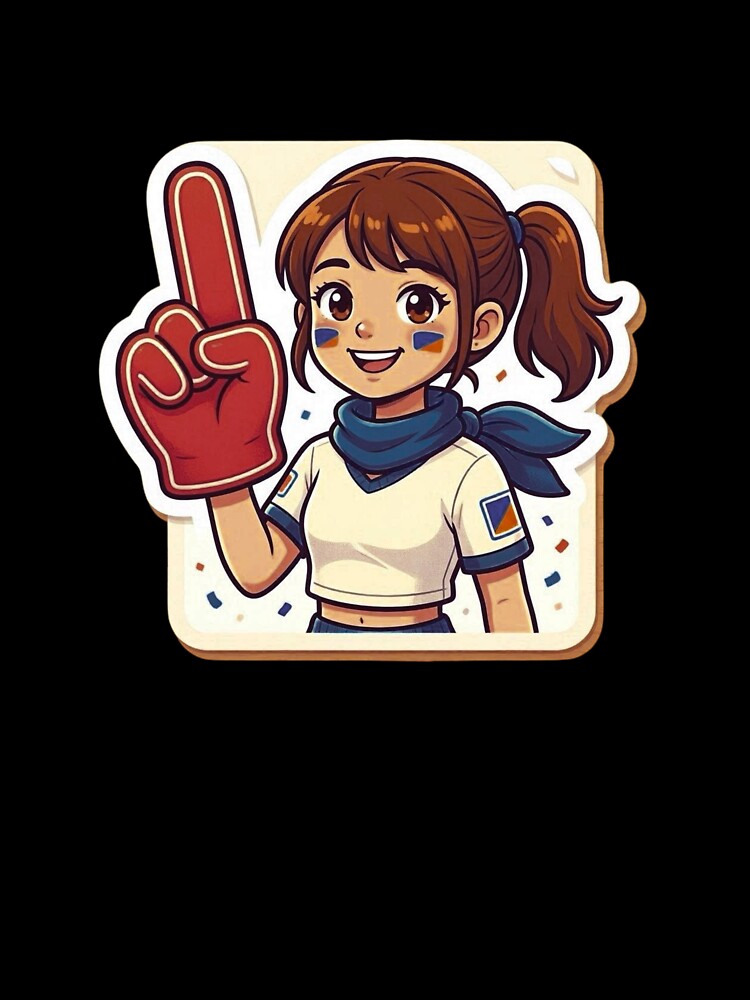 Cute Football Fan Girl Sticker | Soccer Supporter Foam Finger Cartoon by Pandey14
