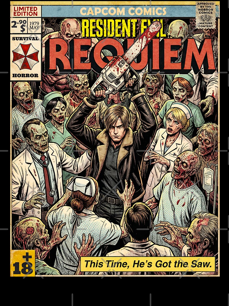 Resident Evil 9 Requiem Leon Vintage Comic Cover Art by Back2Collage T-Shirts, Hoodie, Sweatshirt | BlankRebels.com (Image 3)