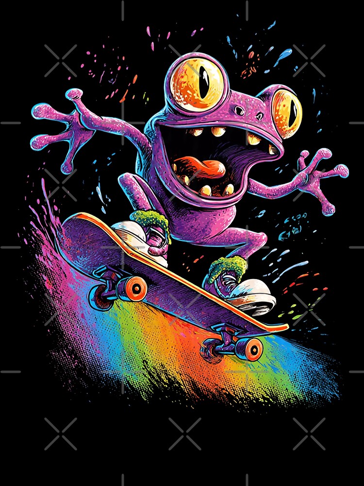 Psychedelic Skate Frog – Rainbow Ride by PixelQ T-Shirts, Hoodie, Sweatshirt | BlankRebels.com (Image 3)