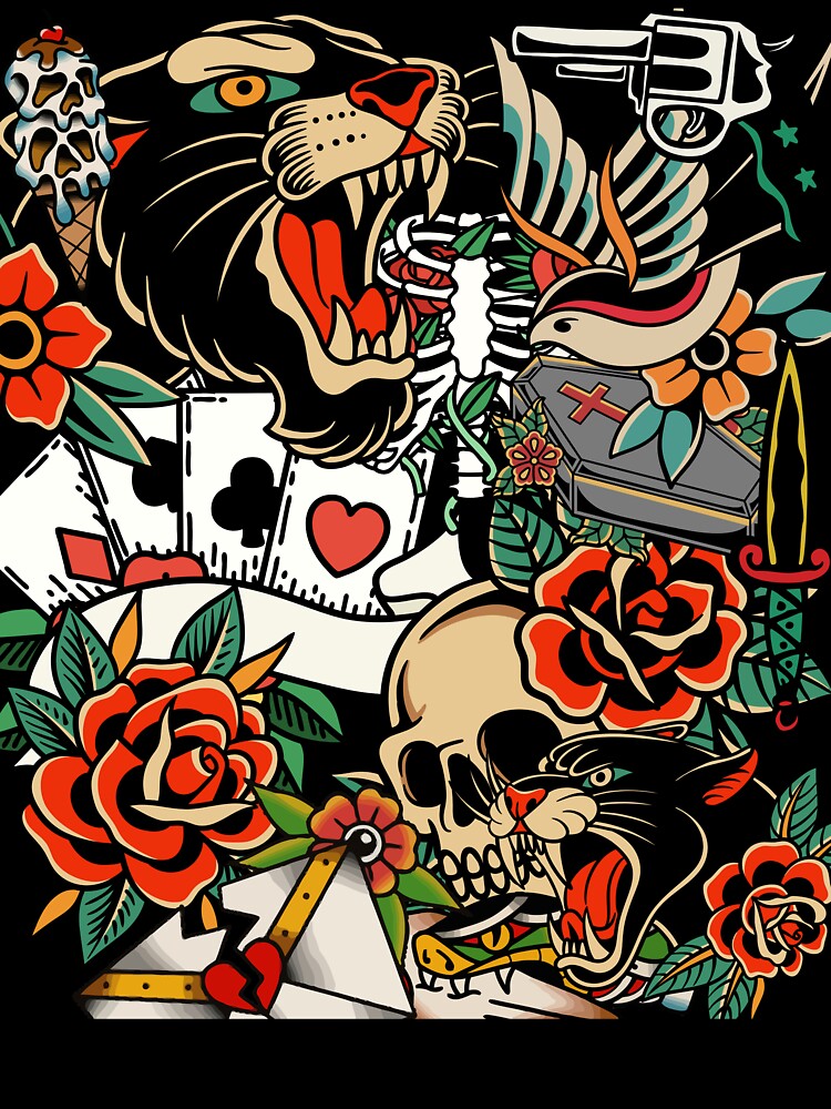 Colorful Old School Tattoo Style Art by HIGHSQUARE T-Shirts, Hoodie, Sweatshirt | BlankRebels.com (Image 3)