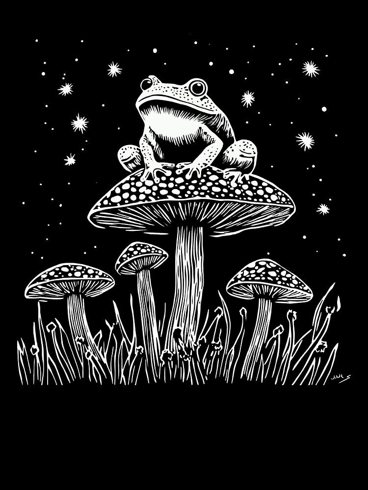 Retro Frog On The Mushroom 90s by GertrudeDomoniq T-Shirts, Hoodie, Sweatshirt | BlankRebels.com (Image 3)