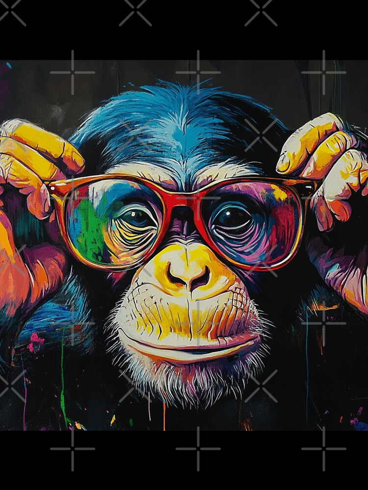 DJ Monkey Thinker Colorful with Red Glasses by GrinGalore T-Shirts, Hoodie, Sweatshirt | BlankRebels.com (Image 3)