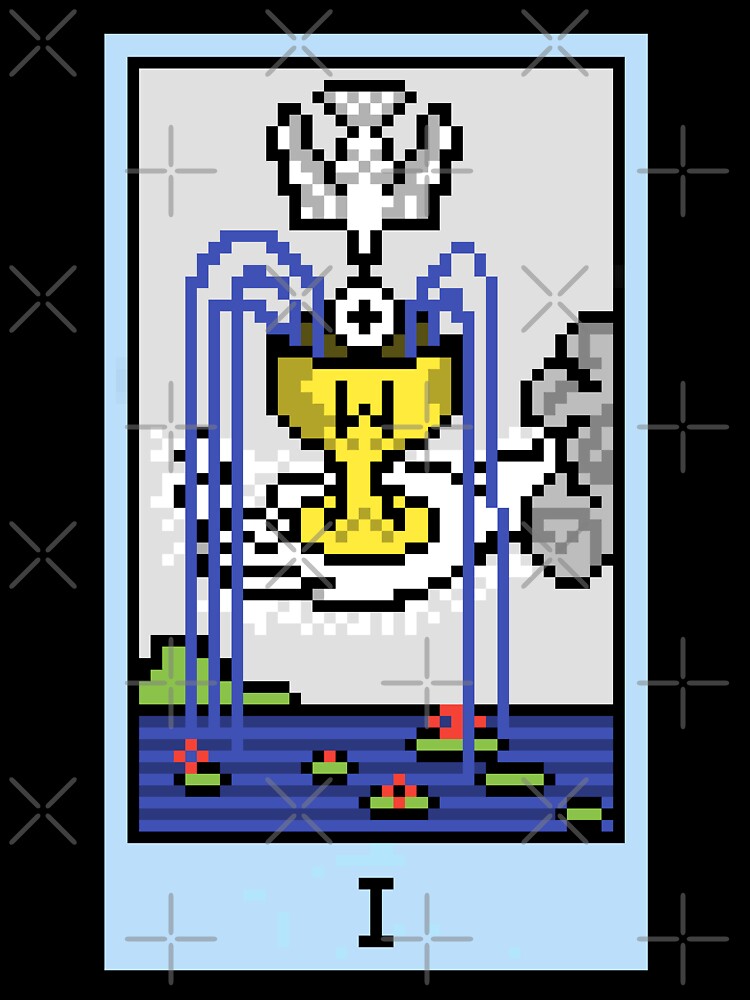 Wait, is this pixel art tarot? Green - Minor Arcana 'Ace of Cups' (Design for T-shirt, stickers and other... (Image 3)