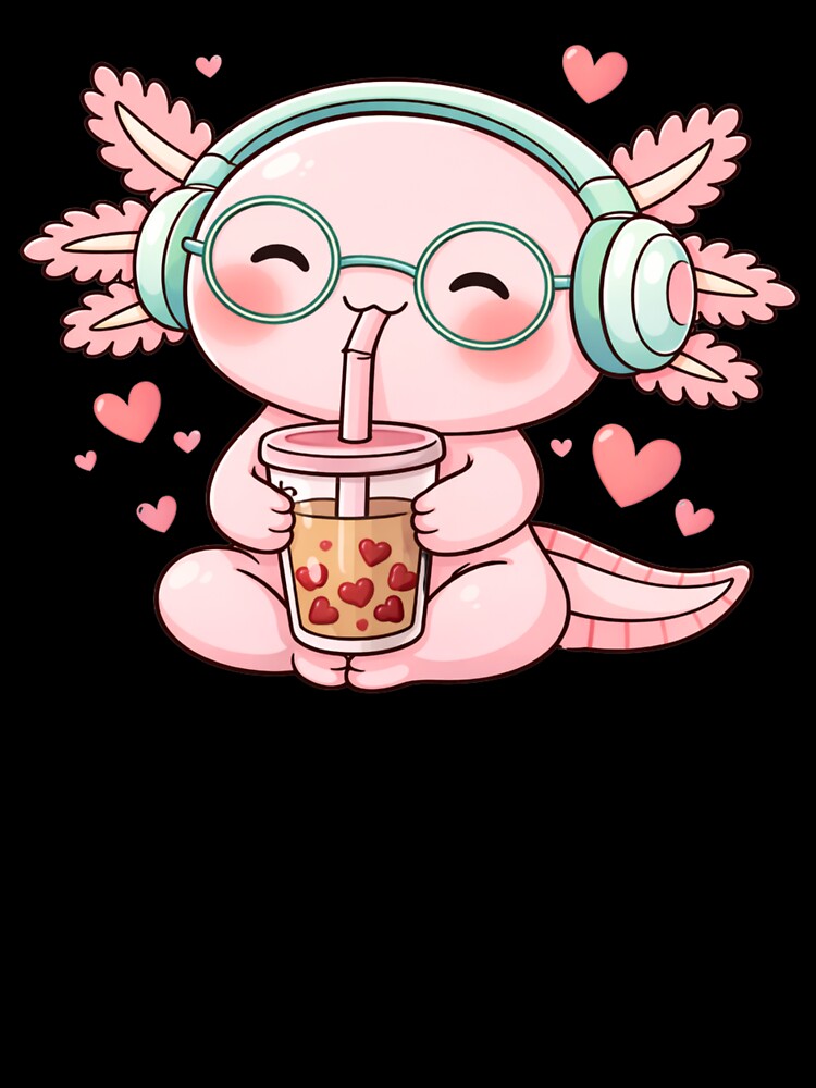 Valentine Bubble Tea Axolotl – Cute Kawaii Axolotl with Hearts Chibi Art by ColorSplash123 T-Shirts, Hoodie,... (Image 3)