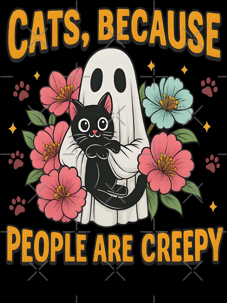 Halloween Ghost Cat Design Funny Creepy Quote Cute Japanese by KamalaDesign T-Shirts, Hoodie, Sweatshirt (Image 3)