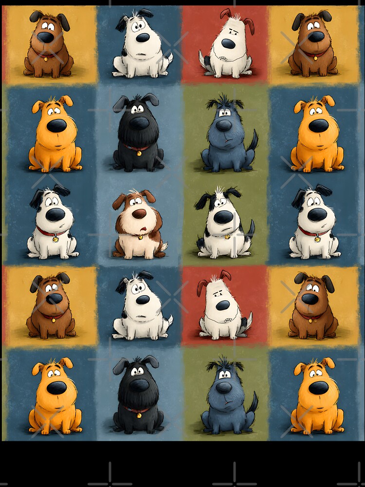 Dogs Funny Dog Lover Cartoon Animals Retro Checkered Pattern by SecretDicer T-Shirts, Hoodie, Sweatshirt (Image 3)