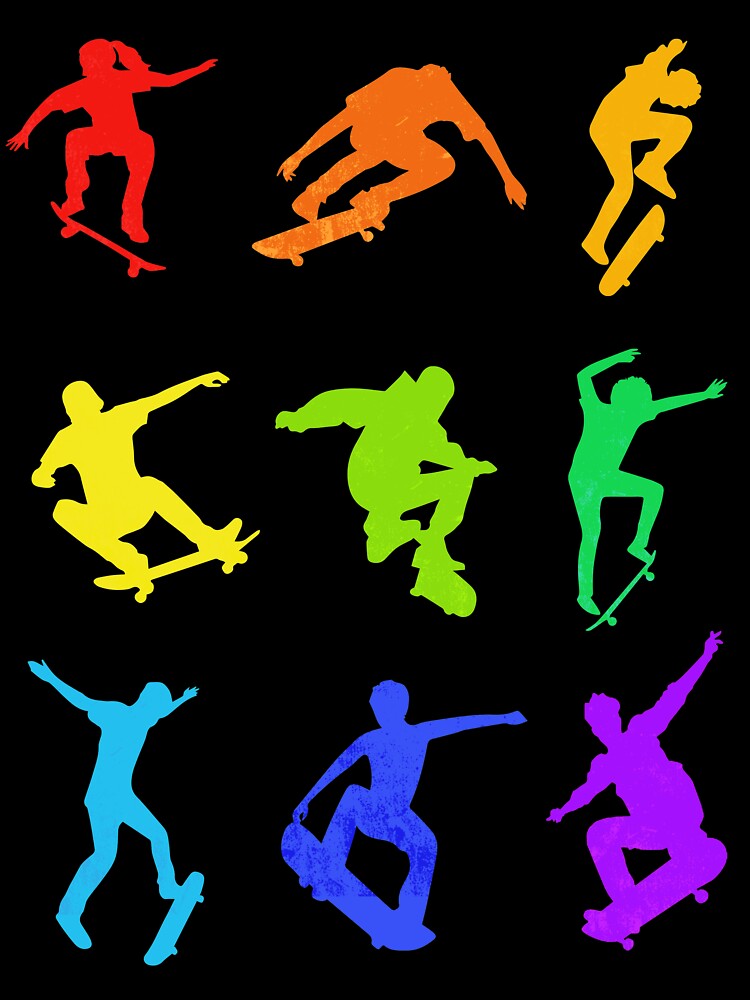 Skateboarding Retro Multicolor Art by AlysaWithArt T-Shirts, Hoodie, Sweatshirt | BlankRebels.com (Image 3)