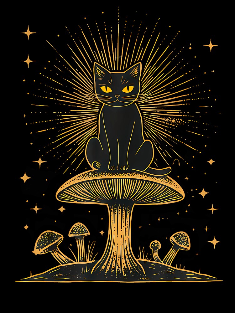 Cute Cottagecore Aesthetic Cat With Mushroom Nature Fairycor by DesireeAngela1 T-Shirts, Hoodie, Sweatshirt (Image 3)