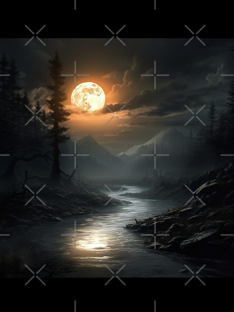 Dark Fantasy Landscape - Orange Moon Hollow by Fantasy Masterpiece T-Shirts, Hoodie, Sweatshirt | BlankRebels.com (Image 3)