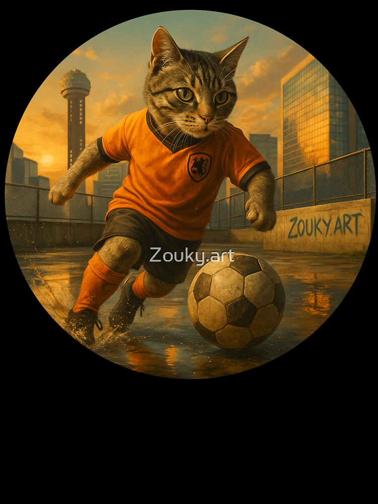 Dutch Soccer Orange Cat – Athletic Feline with Global Game Energy by Zouky.art