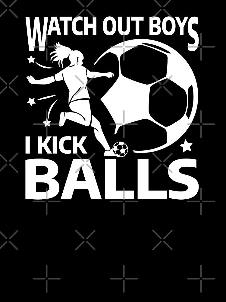 Soccer girls / Watch out boys I kick balls / female soccer player kicking girl silhouette in white by portrait4you