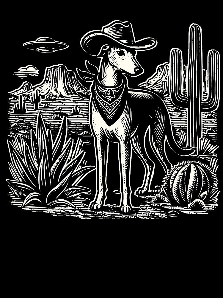 Greyhound UFO Western Cowboy White by Jcat7