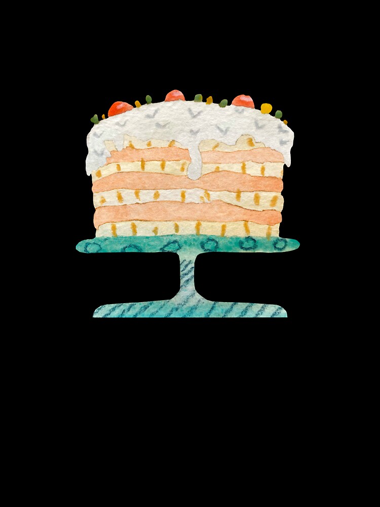 Cake Textured Happy Watercolor Sketch Black Yana Mustafina Boho Soulful T-Shirts, Hoodie, Sweatshirt