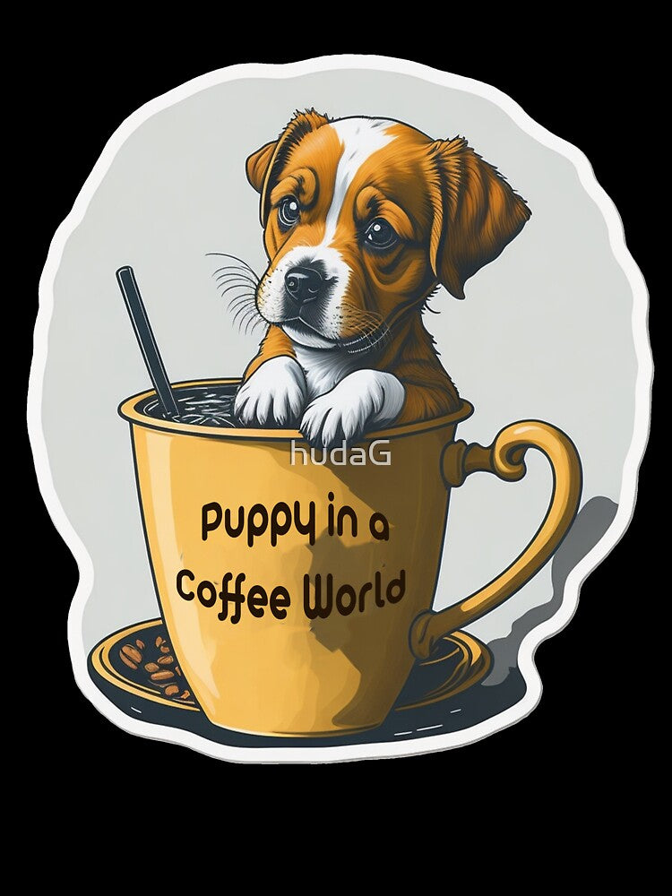 Puppy in a Coffee World by hudaG T-Shirts, Hoodie, Sweatshirt | BlankRebels.com (Image 3)