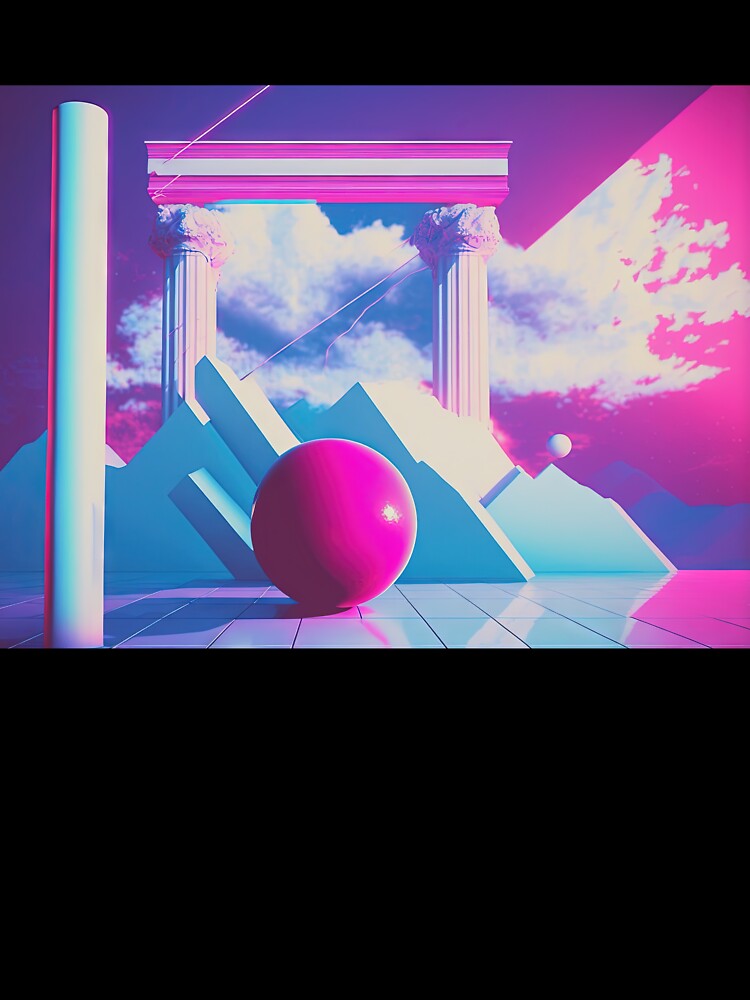 Pastel Columns: A Vaporwave Exploration of Nostalgia and Futurism by Mullet Monkey T-Shirts, Hoodie, Sweatshirt (Image 3)