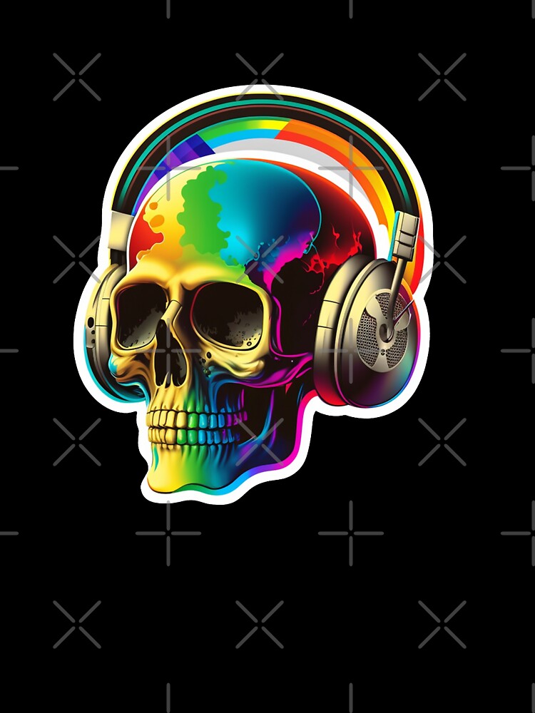 Skull Rainbow Lightning Bolt Flash Heavy Metal Funny Cute T Shirt For Women Men Hoodie Sweatshirt Sticker... (Image 3)