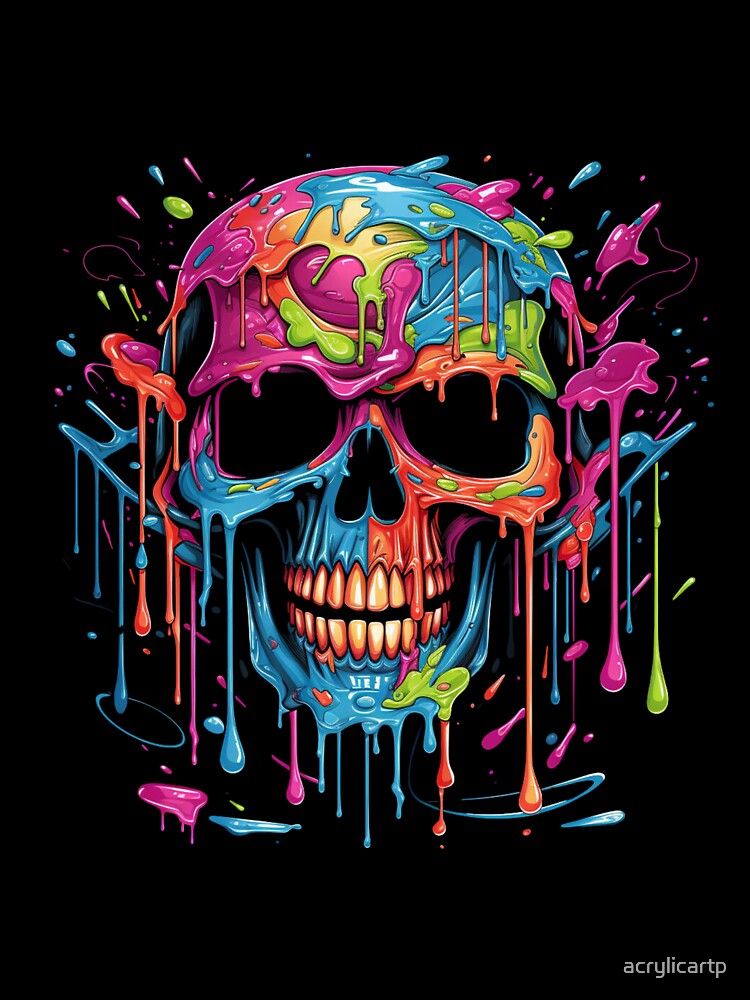 Colorful Skull Art by acrylicartp T-Shirts, Hoodie, Sweatshirt | BlankRebels.com (Image 3)