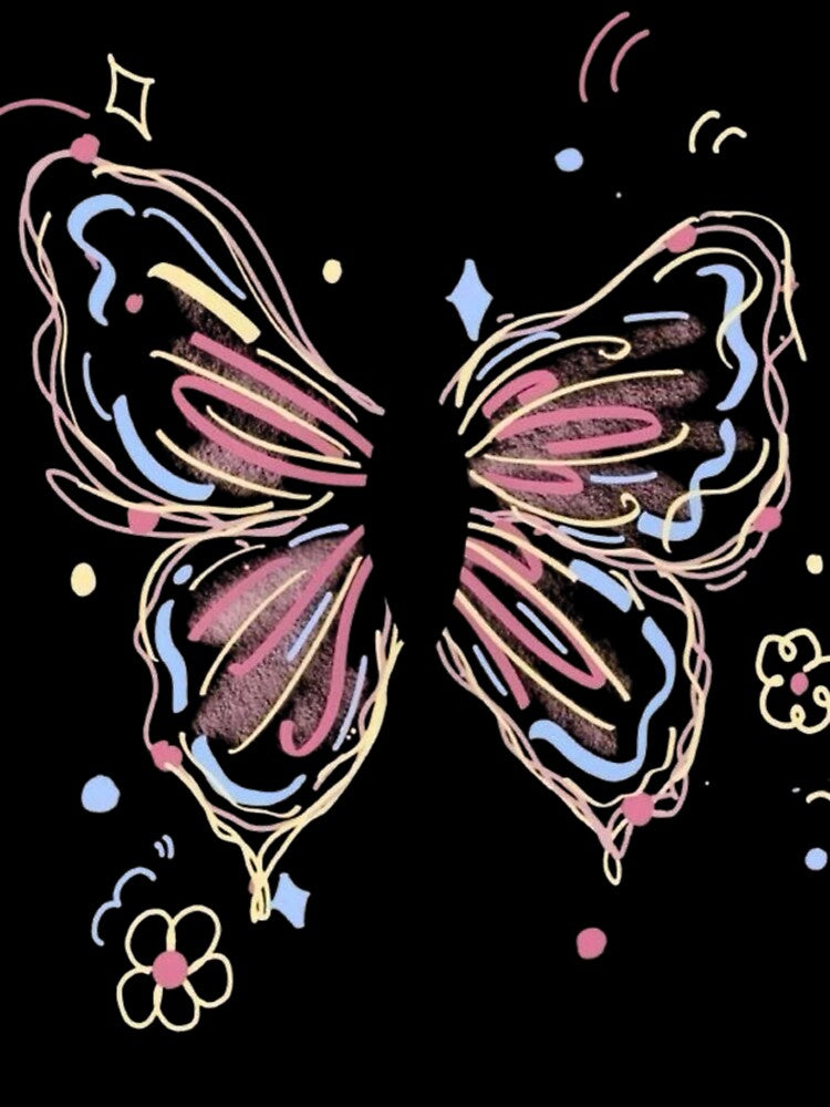 Colorful Butterfly Line Art Aesthetic Design by FloraMyst T-Shirts, Hoodie, Sweatshirt | BlankRebels.com (Image 3)
