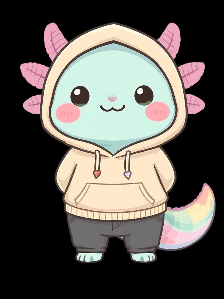 Cute Calm Axolotl – Minimal Cozy Aesthetic Bestseller Illustration by ColorSplash123 T-Shirts, Hoodie, Sweatshirt (Image 3)