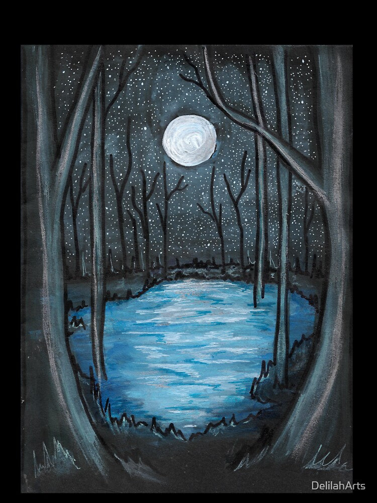 Starry Night Forest Lake Painting T-Shirts, Hoodie, Sweatshirt