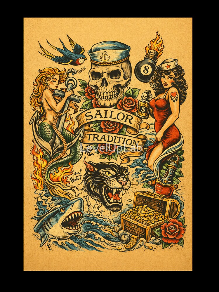 Sailor Tradition – Vintage Tattoo Flash Art by LevelUpLab T-Shirts, Hoodie, Sweatshirt | BlankRebels.com (Image 3)