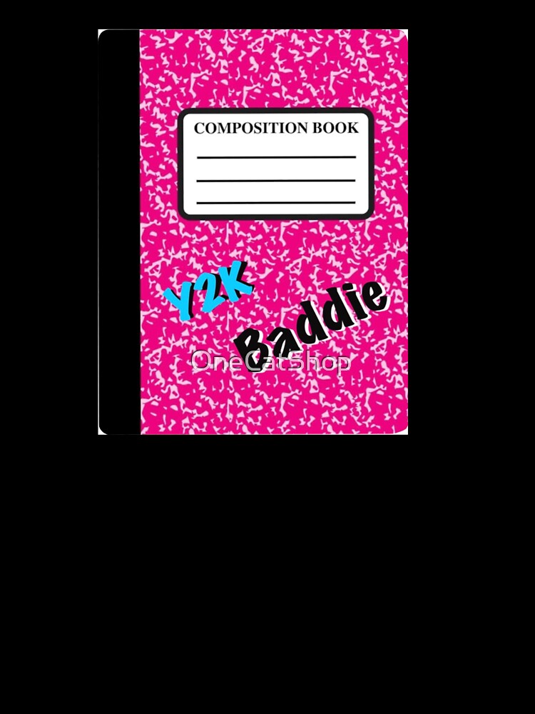 Y2K Baddie Blue and Pink Composition Book Sticker Year 2000 Baddie Sticker by OneCatShop