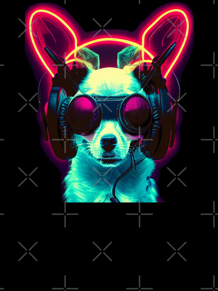Cyberpunk Chiweenie Puppy in Headphones Japanese Retro Vaporwave by madtoyman T-Shirts, Hoodie, Sweatshirt (Image 3)
