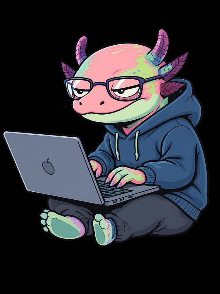 Coding Axolotl – Geek Life Introvert Programmer Illustration by ColorSplash123 T-Shirts, Hoodie, Sweatshirt (Image 3)