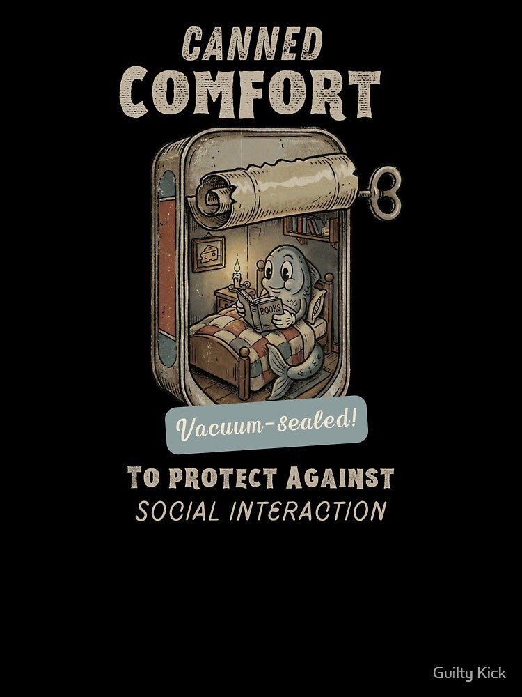 Canned Comfort: Introvert Fish Retro 1930s Cartoon Social Anxiety T-Shirt by Guilty Kick Hoodie, Sweatshirt (Image 3)