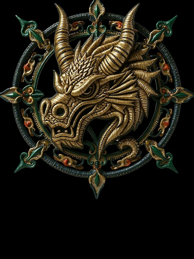 Golden Green Dragon Head t-shirt Print, Celtic Fantasy home Decor, Viking home Decor by TheGaliyaStudio Hoodie,... (Image 3)