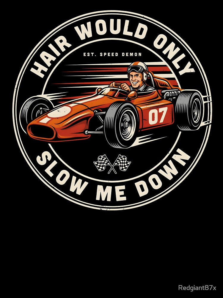 Hair Would Only Slow Me Down Dad Humor Funny Retro Bald Dad Joke by Redgiant87x