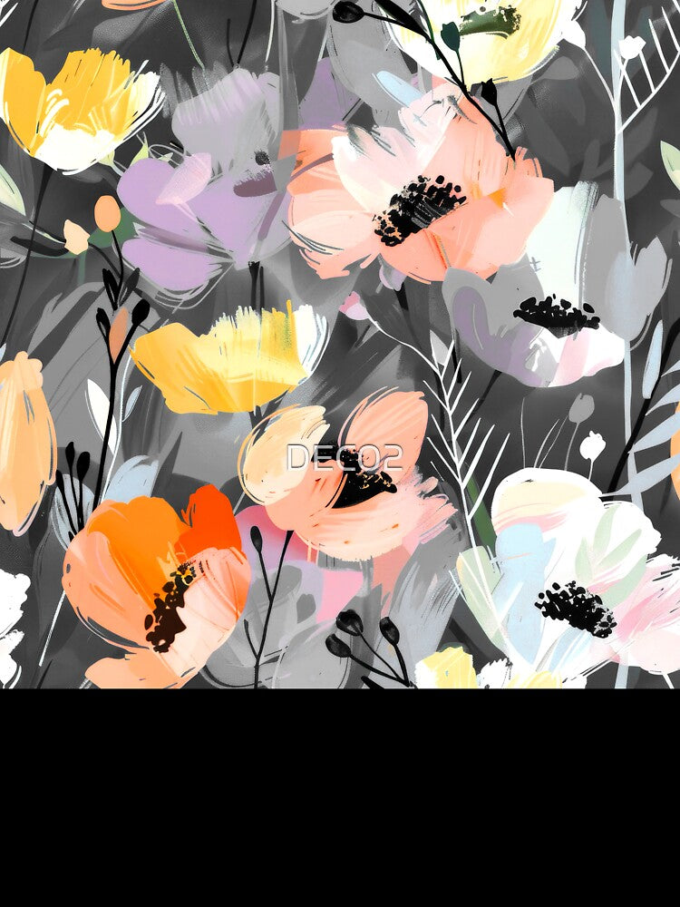 Soft Peach And Yellow Abstract Floral On Gray by DEC02 T-Shirts, Hoodie, Sweatshirt | BlankRebels.com (Image 3)